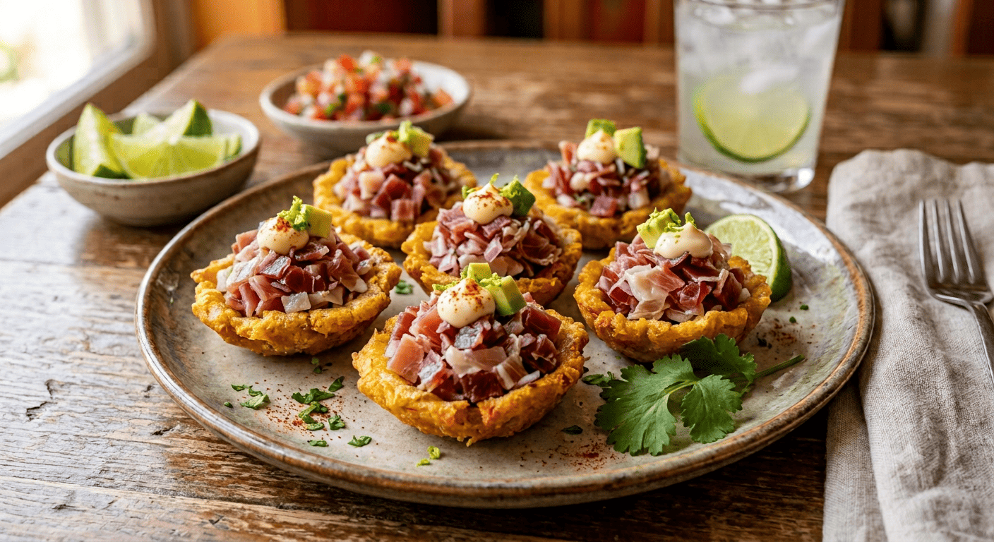 Tostones rellenos con Jamón